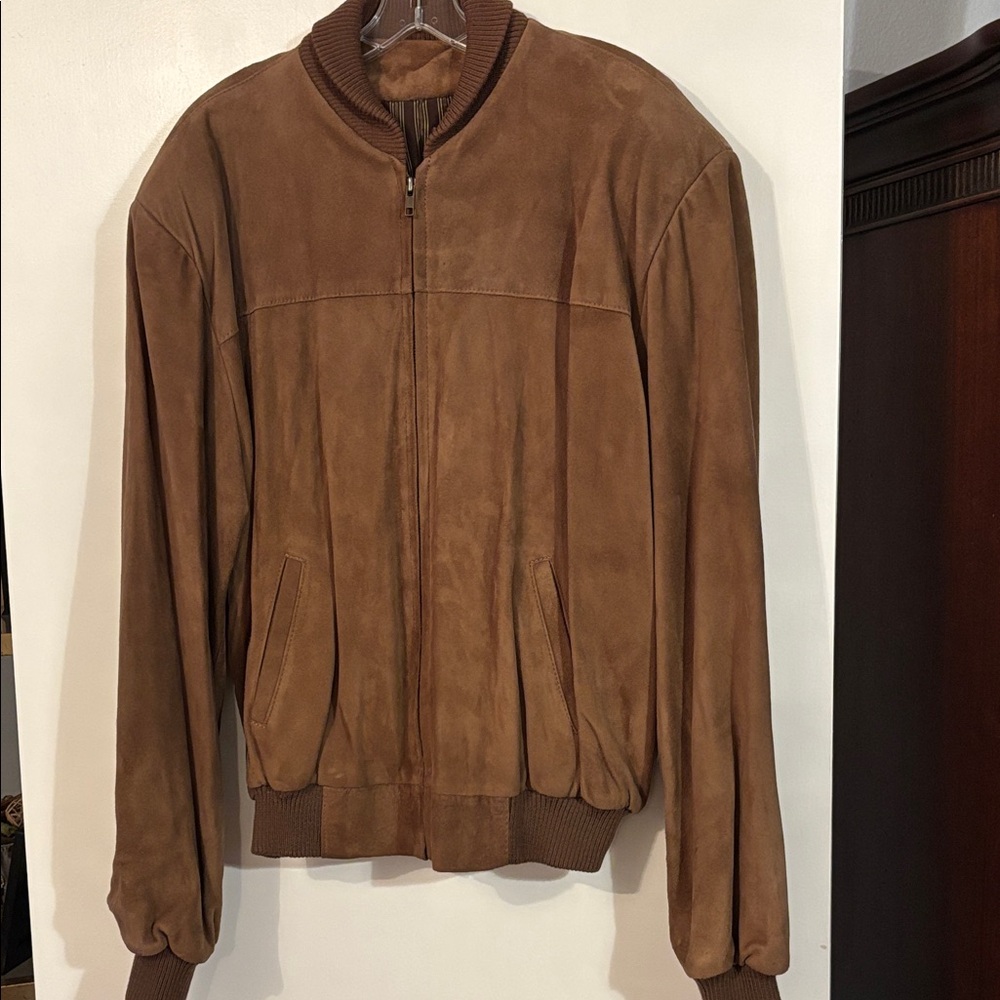 Men's Brown Suede Bomber Jacket